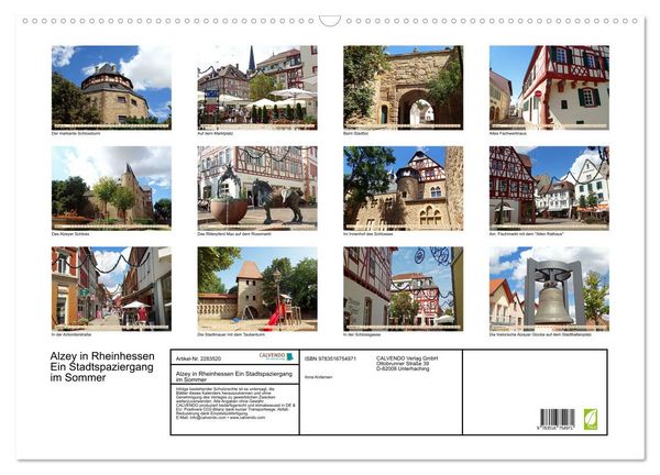 Produktbild: Alzey in Rheinhessen Ein Stadtspaziergang im Sommer (Wandkalender 2027 DIN A2 quer), CALVENDO Monatskalender