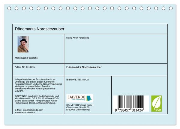 Produktbild: D&auml;nemarks Nordseezauber (Tischkalender 2026 DIN A5 quer), CALVENDO Monatskalender