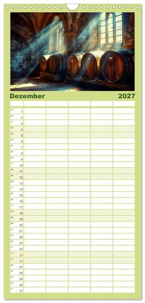 Produktbild: Familienplaner 2027 - Wein begeistert mit 5 Spalten (Wandkalender, 21 x 45 cm) CALVENDO