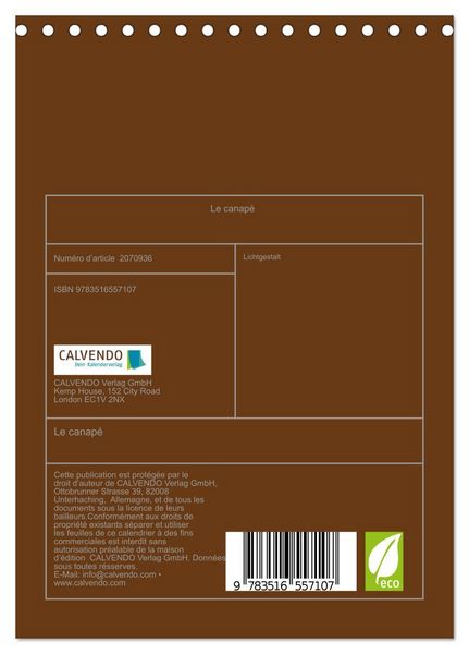 Produktbild: Le canap&eacute; (Calendrier de bureau 2026 DIN A5 horizontal), CALVENDO calendrier mensuel