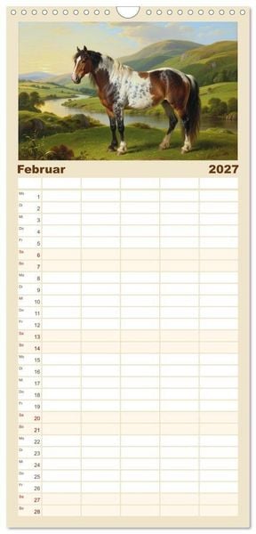 Produktbild: Familienplaner 2027 - Pferdegem&auml;lde, inspiriert von den Alten Meistern mit 5 Spalten (Wandkalender, 21 x 45 cm) CALVENDO