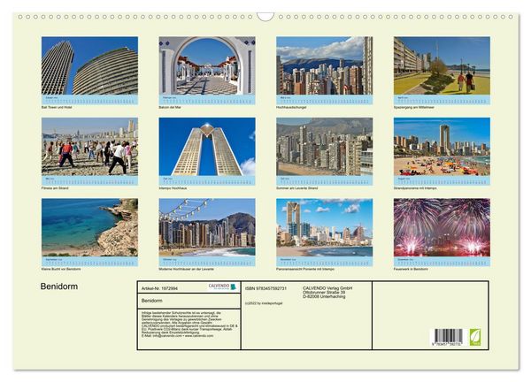 Produktbild: Benidorm (Wandkalender 2026 DIN A2 quer), CALVENDO Monatskalender