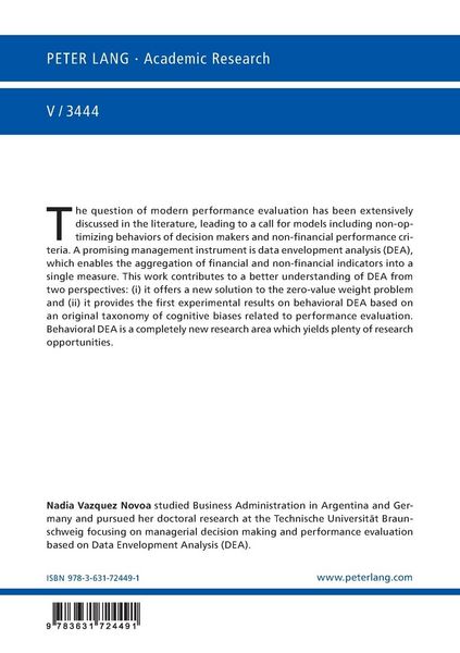 Produktbild: Data Envelopment Analysis: From Normative to Descriptive Performance Evaluation