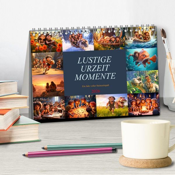 Produktbild: Lustige Urzeit Momente - Ein Jahr voller Steinzeitspa&szlig; (Tischkalender 2026 DIN A5 quer), CALVENDO Monatskalender