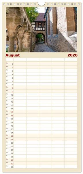 Produktbild: Familienplaner 2026 - Ein Spaziergang durch Feuchtwangen mit 5 Spalten (Wandkalender, 21 x 45 cm) CALVENDO