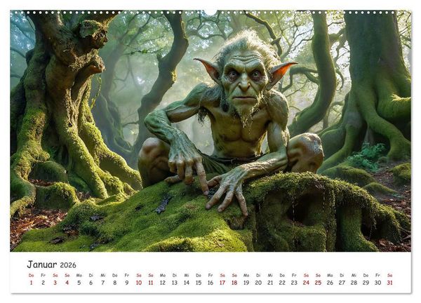 Produktbild: Keltische Legenden - Die kleinen Wesen der Natur (hochwertiger Premium Wandkalender 2026 DIN A2 quer), Kunstdruck in Hochglanz