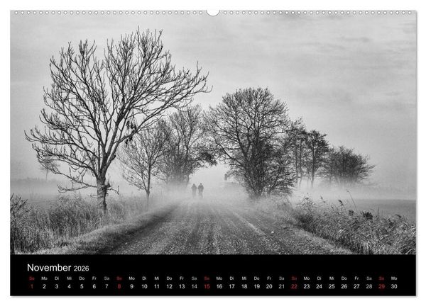 Produktbild: Ost-Friesische Schwarz-Wei&szlig;-Ansichten (Wandkalender 2026 DIN A2 quer), CALVENDO Monatskalender
