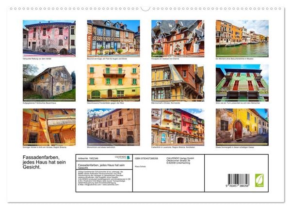 Produktbild: Fassadenfarben, jedes Haus hat sein Gesicht. (hochwertiger Premium Wandkalender 2026 DIN A2 quer), Kunstdruck in Hochglanz