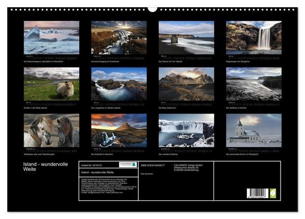 Produktbild: Island - wundervolle Weite (Wandkalender 2026 DIN A2 quer), CALVENDO Monatskalender