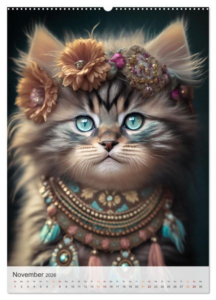Produktbild: Boho Katzenbabys (Wandkalender 2026 DIN A2 hoch), CALVENDO Monatskalender
