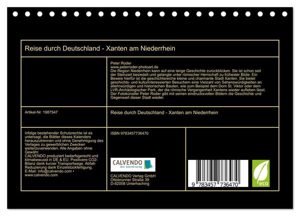 Produktbild: Reise durch Deutschland - Xanten am Niederrhein (Tischkalender 2026 DIN A5 quer), CALVENDO Monatskalender