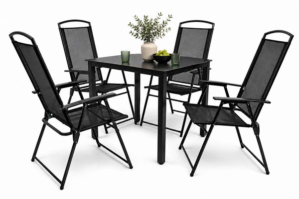 Produktbild: 5-tlg Sitzgruppe Gartenm&ouml;bel Tisch St&uuml;hle Set 80S