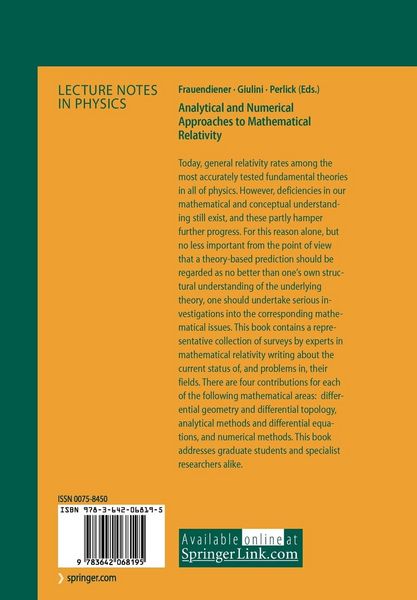 Produktbild: Analytical and Numerical Approaches to Mathematical Relativity