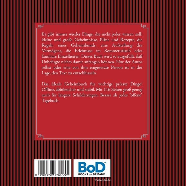 Produktbild: Selbstverschlüsselndes Geheimbuch zum Ausfüllen / Tagebuch / Notizen und Pläne / Familiengeschichte / Ahnenforschung