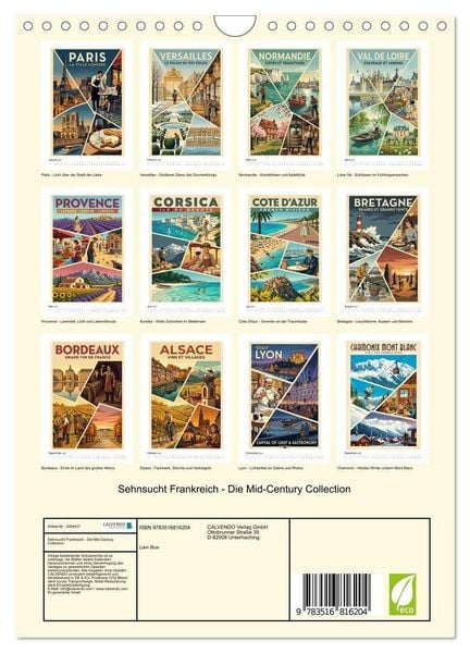 Produktbild: Sehnsucht Frankreich - Die Mid-Century Collection (Wandkalender 2027 DIN A4 hoch), CALVENDO Monatskalender
