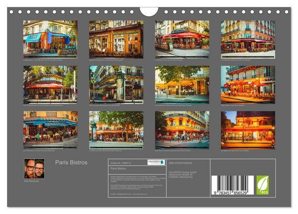 Produktbild: Paris Bistros (Wandkalender 2026 DIN A4 quer), CALVENDO Monatskalender