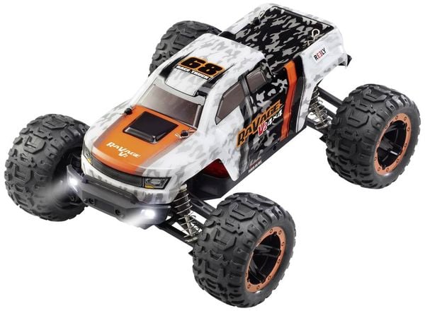Produktbild: Reely RaVage 4x4 V2 Orange/Wei&szlig; Brushed 1:16 RC Modellauto Elektro Monstertruck Allradantrieb (4WD) RtR 2,4 GHz inkl. Akku und Ladekabel