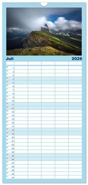 Produktbild: Familienplaner 2026 - Dolomiten - S&uuml;dtirol mit 5 Spalten (Wandkalender, 21 x 45 cm) CALVENDO