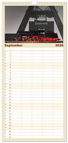 Produktbild: Familienplaner 2026 - Dampflokomotiven in Spur N mit 5 Spalten (Wandkalender, 21 x 45 cm) CALVENDO
