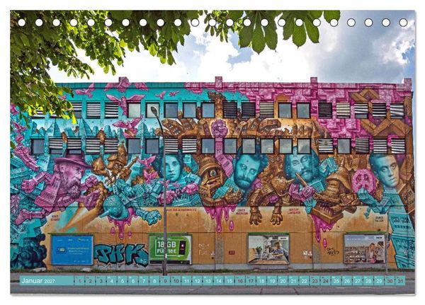 Produktbild: Streetart in M&uuml;nchen (Tischkalender 2027 DIN A5 quer), CALVENDO Monatskalender
