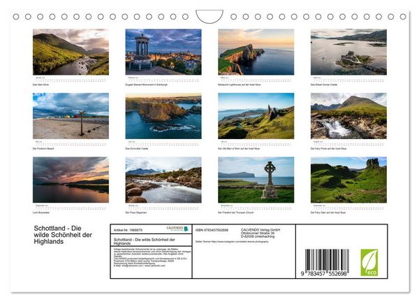 Produktbild: Schottland - Die wilde Sch&ouml;nheit der Highlands (Wandkalender 2026 DIN A4 quer), CALVENDO Monatskalender