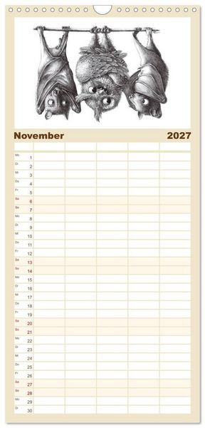 Produktbild: Familienplaner 2027 - owls & friends 2027 mit 5 Spalten (Wandkalender, 21 x 45 cm) CALVENDO