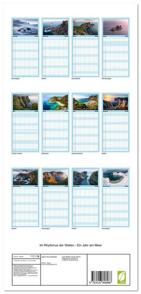 Produktbild: Familienplaner 2026 - Im Rhythmus der Wellen - Ein Jahr am Meer mit 5 Spalten (Wandkalender, 21 x 45 cm) CALVENDO