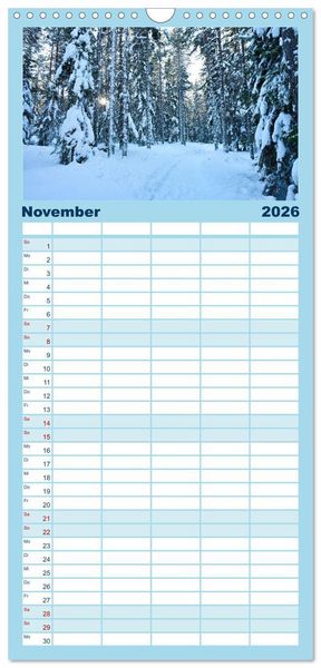 Produktbild: Familienplaner 2026 - Lulea - Wintertraum in Schwedisch Lappland mit 5 Spalten (Wandkalender, 21 x 45 cm) CALVENDO