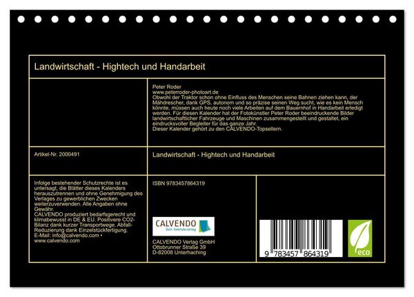 Produktbild: Landwirtschaft - Hightech und Handarbeit (Tischkalender 2026 DIN A5 quer), CALVENDO Monatskalender