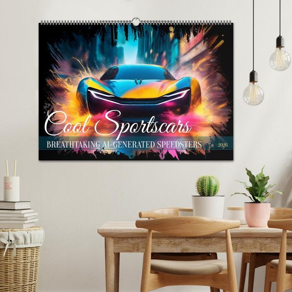 Produktbild: COOL SPORTSCARS Breathtaking AI-generated speedsters (Wall Calendar 2026 DIN A2 landscape), CALVENDO 12 Month Wall Calendar