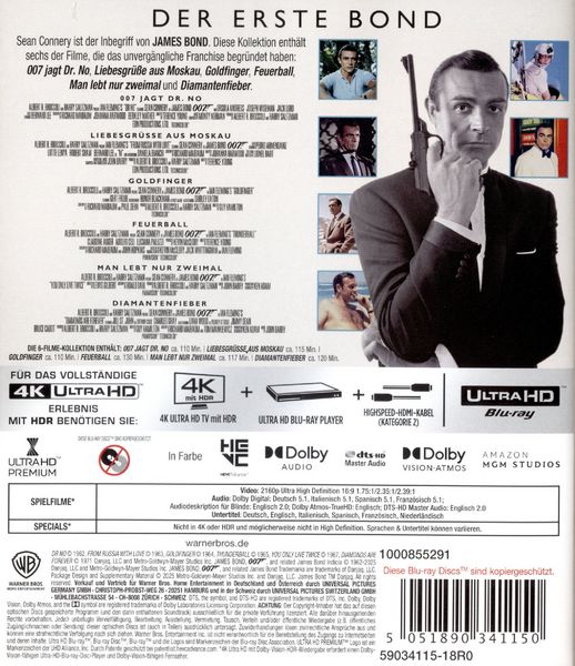 Produktbild: James Bond: Sean Connery 6-Film Collection (6 4K Ultra HD)