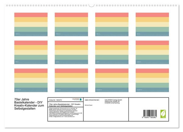 Produktbild: 70er Jahre Bastelkalender - DIY Kreativ-Kalender zum Selbstgestalten (hochwertiger Premium Wandkalender 2026 DIN A2 quer), Kunstdruck in Hochglanz