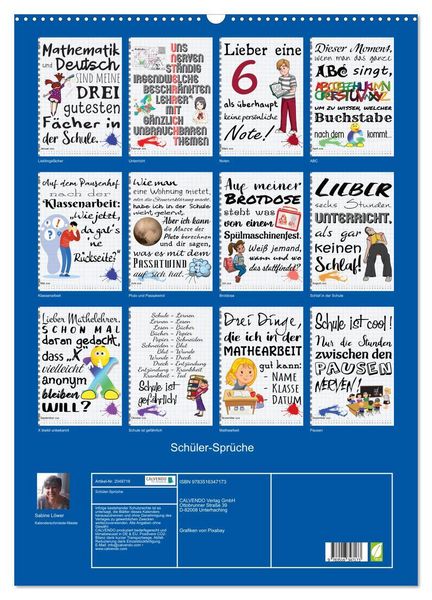 Produktbild: Sch&uuml;ler-Spr&uuml;che (Wandkalender 2026 DIN A2 hoch), CALVENDO Monatskalender