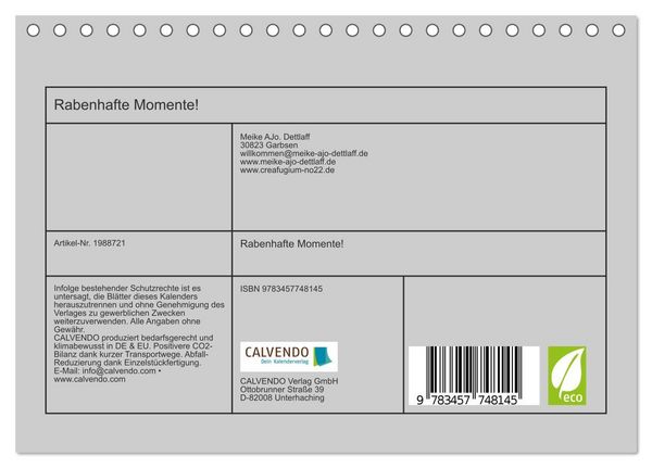 Produktbild: Rabenhafte Momente! (Tischkalender 2026 DIN A5 quer), CALVENDO Monatskalender