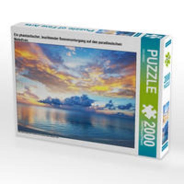 CALVENDO Puzzle Ein phantastischer, leuchtender Sonnenuntergang auf den paradiesischen Malediven. | 2000 Teile Lege-Größe 90x67cm Foto-Puzzle für glückliche Stunden