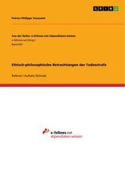 Produktbild: Ethisch-philosophische Betrachtungen der Todesstrafe