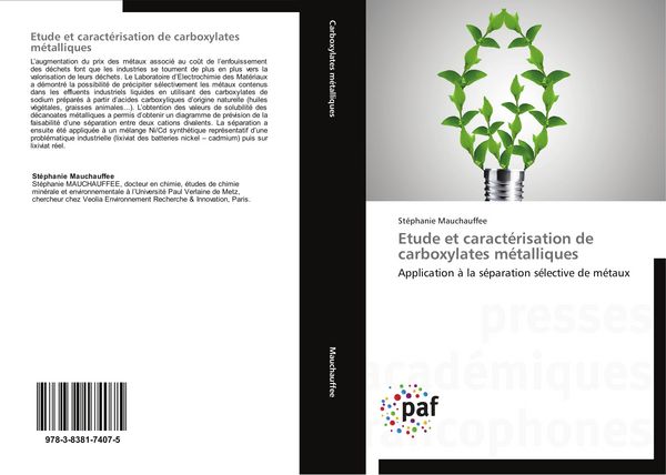 Produktbild: Etude et caract&eacute;risation de carboxylates m&eacute;talliques