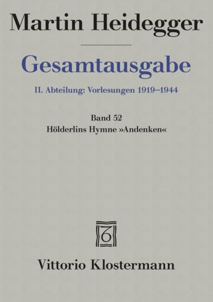 Produktbild: H&ouml;lderlins Hymne "Andenken" (Wintersemester 1941/42)