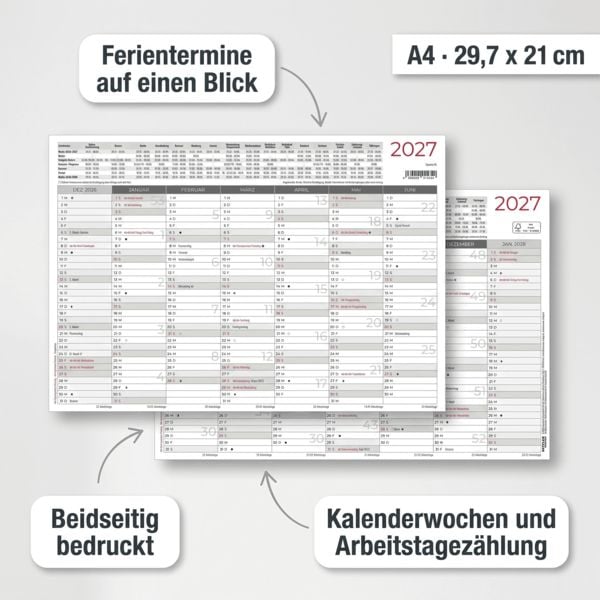 Produktbild: Tafelkalender A4 beidseitig 2027