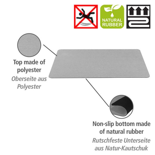 Produktbild: Schnelltrocknende Badematte Grau, aus 100 % Polyester