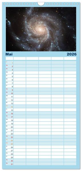 Produktbild: Familienplaner 2026 - Der Weltraum. Gasnebel und Galaxien mit 5 Spalten (Wandkalender, 21 x 45 cm) CALVENDO