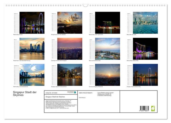 Produktbild: Singapur Stadt der Skylines (Wandkalender 2026 DIN A2 quer), CALVENDO Monatskalender