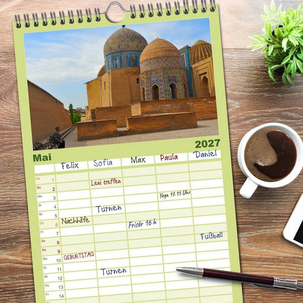 Produktbild: Familienplaner 2027 - Usbekistan, Perlen der Seidenstra&szlig;e mit 5 Spalten (Wandkalender, 21 x 45 cm) CALVENDO