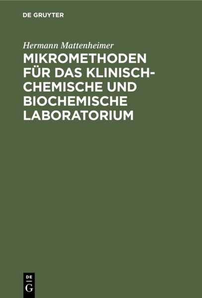 Produktbild: Mikromethoden f&uuml;r das klinisch-chemische und biochemische Laboratorium