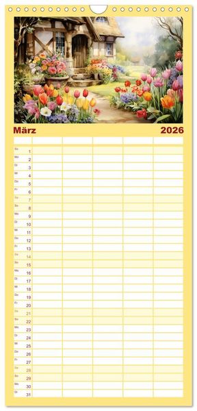 Produktbild: Familienplaner 2026 - Lauschige Gartenecken mit 5 Spalten (Wandkalender, 21 x 45 cm) CALVENDO
