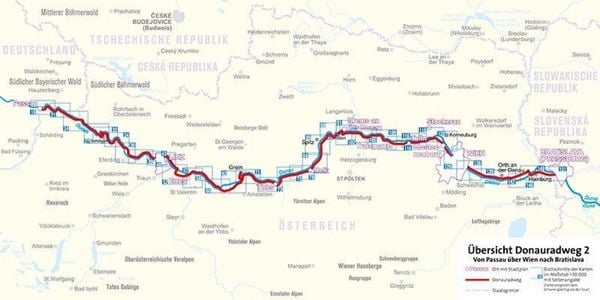Produktbild: KOMPASS Fahrradf&uuml;hrer Donauradweg 2, Von Passau &uuml;ber Wien nach Bratislava