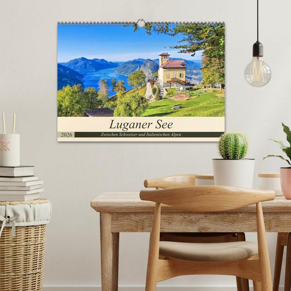 Produktbild: Luganer See - Zwischen Schweizer und Italienischen Alpen (Wandkalender 2026 DIN A3 quer), CALVENDO Monatskalender