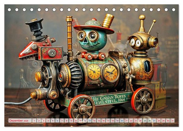 Produktbild: Mechanische Wunderwelten - Ein Jahr mit Steampunk Toys (Tischkalender 2026 DIN A5 quer), CALVENDO Monatskalender