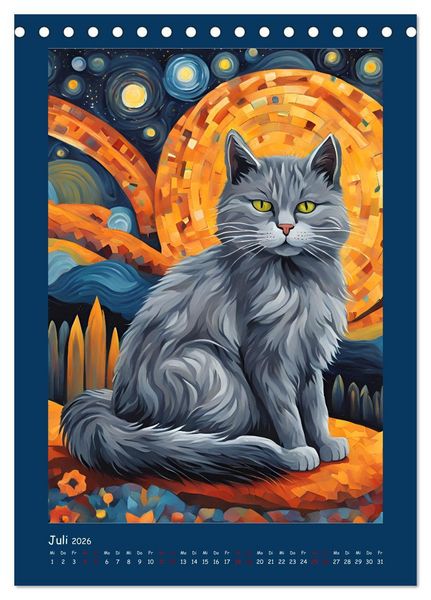 Produktbild: Katzen im Farbenspiel (Tischkalender 2026 DIN A5 hoch), CALVENDO Monatskalender