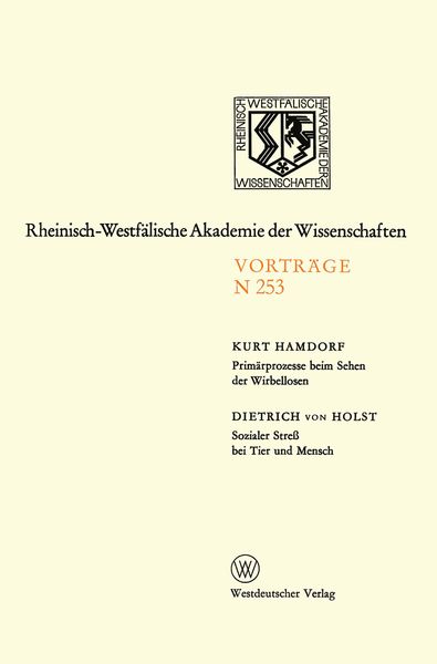 Produktbild: Prim&auml;rprozesse beim Sehen der Wirbellosen &middot; Sozialer Stre&szlig; bei Tier und Mensch